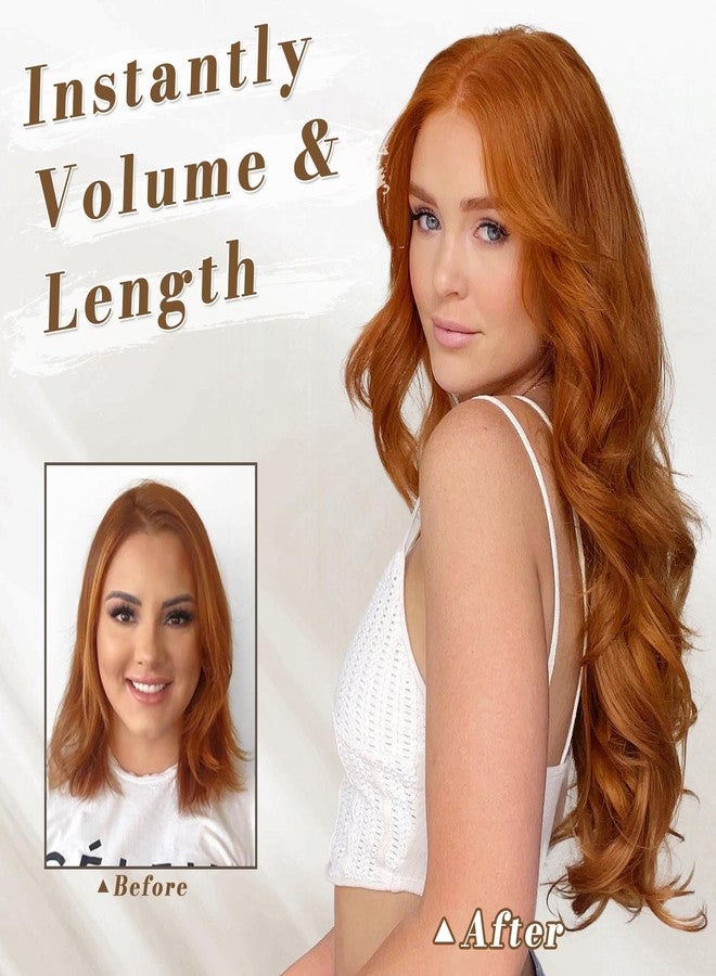 بارسدار وصلات شعر بارسدار بلون الزنجبيل والنحاس - 20 بوصة، 5 قطع، وصلات شعر مموجة تغطي الرأس بالكامل للنساء - قطع شعر صناعية كثيفة وناعمة، مناسبة للاستخدام اليومي والحفلات والهالوين - لون الزنجبيل والنحاس - Image 4